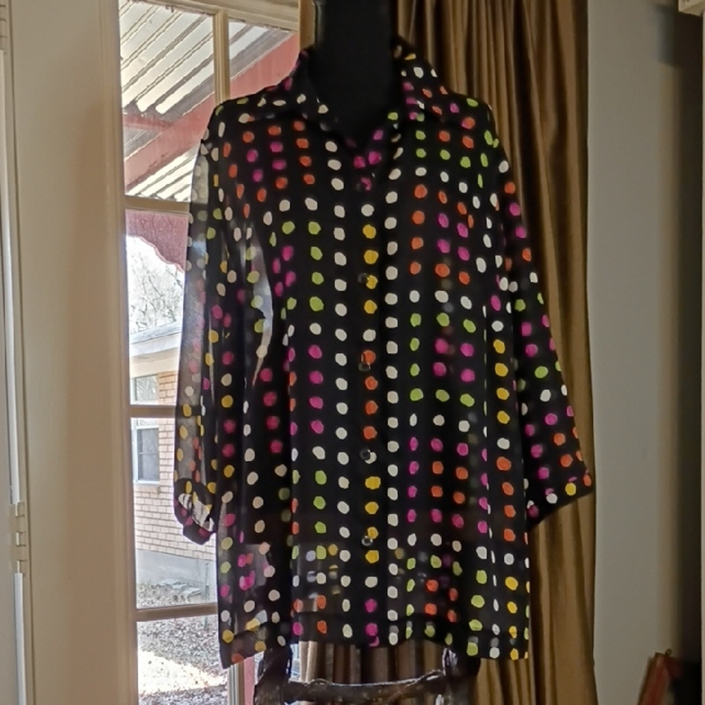 Colorful Polka Dot Sheer Blouse By RQT Woman
